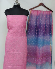 Bulk Price Pure Cotton Kota Doria Chikankari Work Dress Material