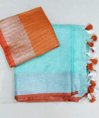 B2B Price Linen Cotton Plain Saree