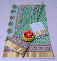 Bulk Quantity Kota Doria Pure Cotton Hand Block Printed Saree