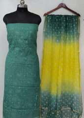 Bulk Price Pure Cotton Kota Doria Chikankari Work Dress Material