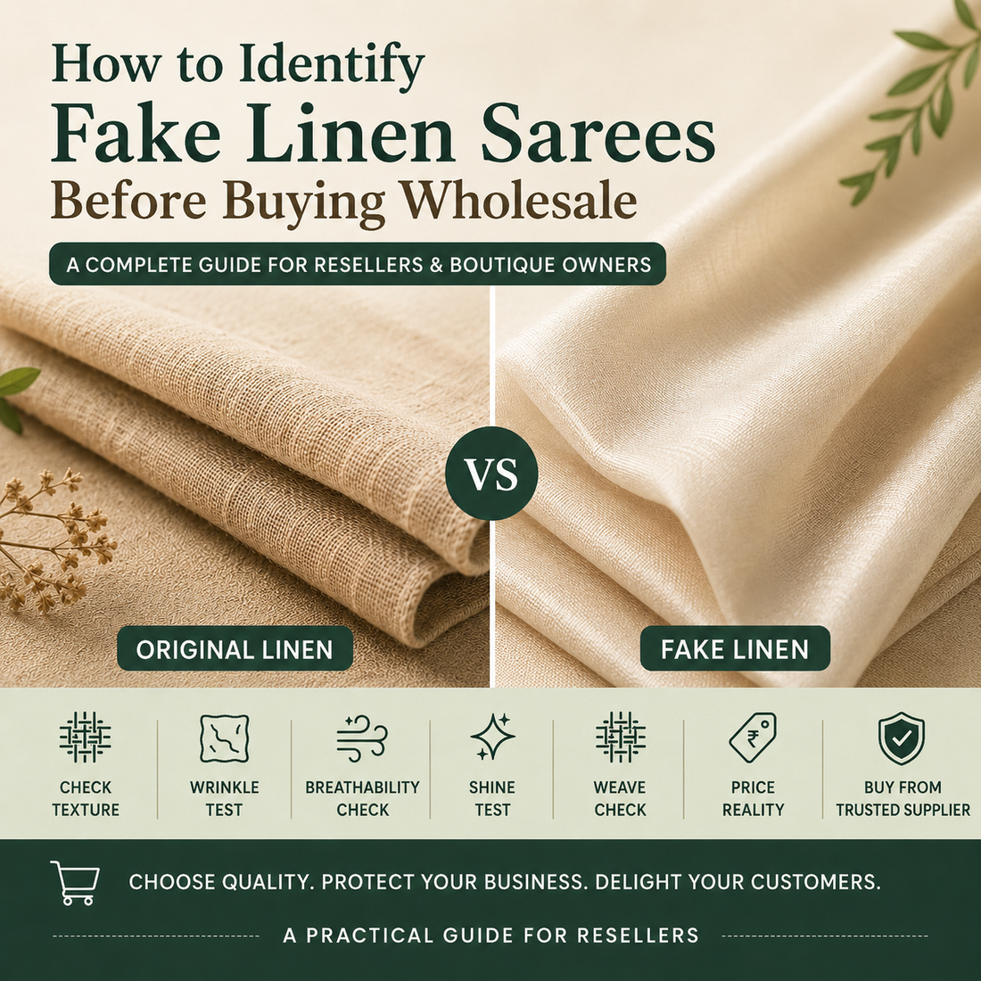 How to identify fake linen sarees before buying wholesale