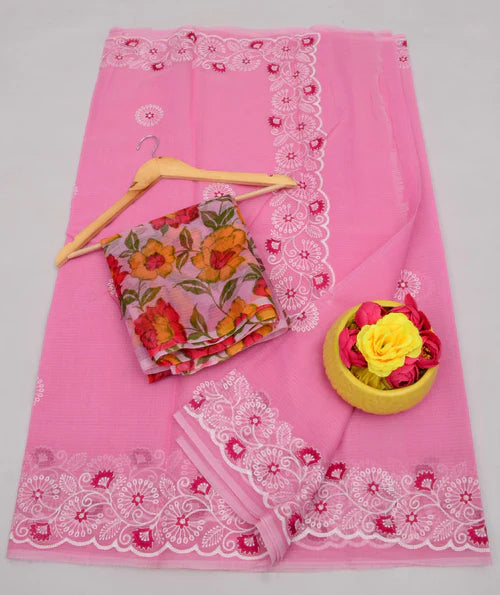 Bulk Purchase Kota Cotton Mix Embroidered Work Saree