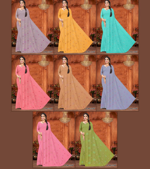 Set of 8 Sarees - Reshma Pure Cotton Embroidered Saree