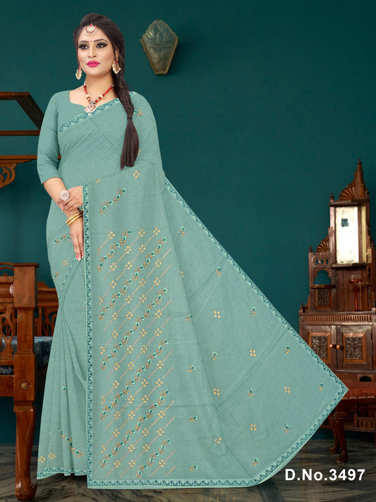 Set of 8 Sarees - Cotton King Pure Cotton Embroidered Saree