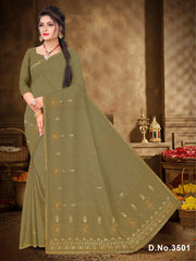 Set of 8 Sarees - Chiku Special Pure Cotton Embroidered Saree