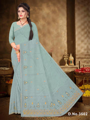 Set of 8 Sarees - Chiku Special Pure Cotton Embroidered Saree