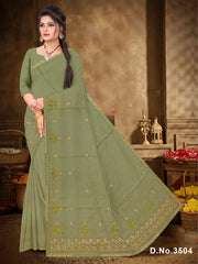 Set of 8 Sarees - Chiku Special Pure Cotton Embroidered Saree