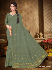 Set of 8 Sarees - Chiku Special Pure Cotton Embroidered Saree