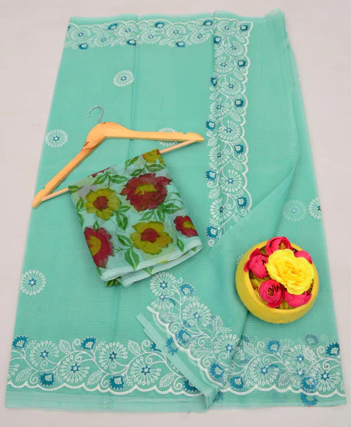 Bulk Purchase Kota Cotton Mix Embroidered Work Saree