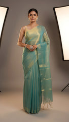 Wholesale Quantity Elegant Plain Tissue Saree with Subtle Shine