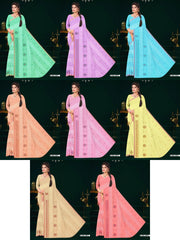 Set of 8 Sarees - Malesiya Pure Cotton Embroidered Saree