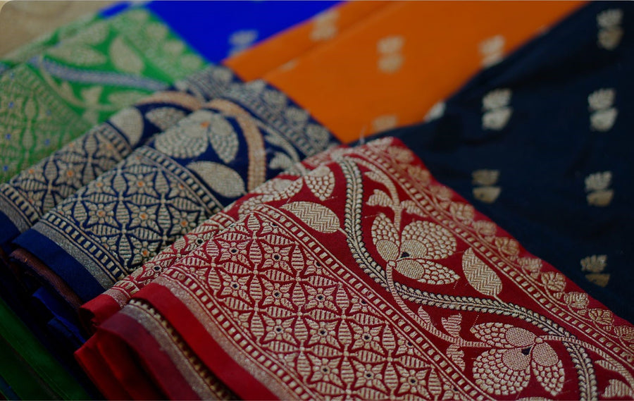 Banarasi saree samples with zari border work