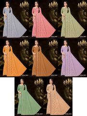Set of 8 Sarees - Waterfall Pure Cotton Embroidered Saree