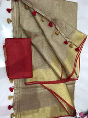 Wholesale Quantity Plain Linen Cotton Saree Order Sample