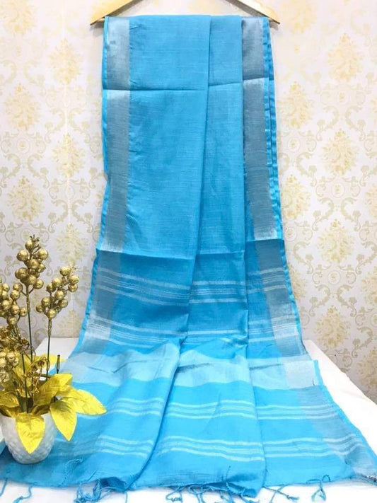 Bulk Quantity Linen Cotton Plain Saree