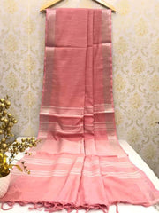 Bulk Quantity Linen Cotton Plain Saree