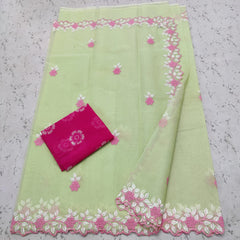 Wholesale Price Embroidered Kota Cotton Saree Order Sample