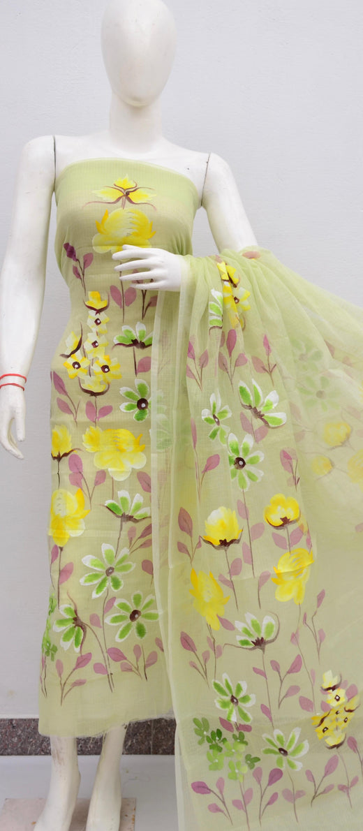 Bulk Quantity Kota Doria Cotton Hand Painted Dress Material