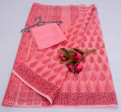 Bulk Quantity Block Printed Kota Doria Saree