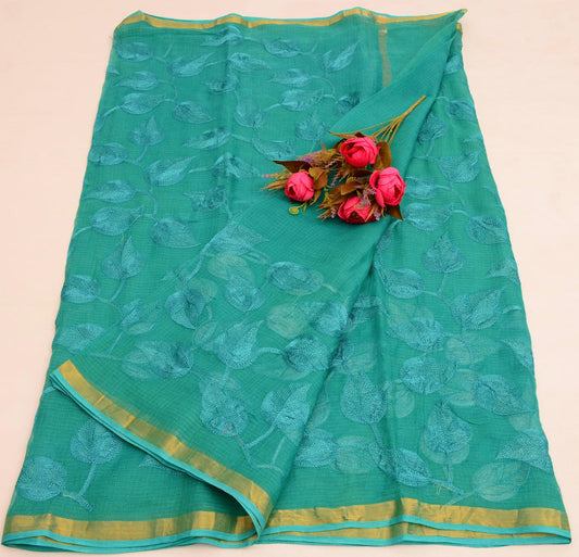 Wholesale Quantity Pure Cotton Kota Embroidered Saree - Black Color
