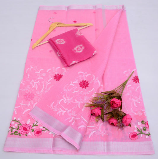 Bulk Quantity Embroidered Work Kota Cotton Mix Saree