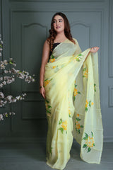 Wholesale Price Hand Painted Organza Saree Order Sample