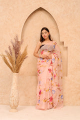 Wholesale Quantity Organza Silk Hand-Painted Saree Order Sample