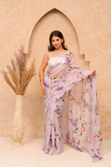 Wholesale Quantity Organza Silk Hand-Painted Saree Order Sample
