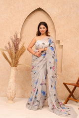 Wholesale Quantity Organza Silk Hand-Painted Saree Order Sample