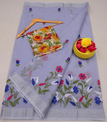 Wholesale Kota Doria Stylish Lightweight Cotton Embroidered Saree Order Sample