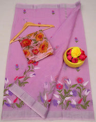 Wholesale Kota Doria Stylish Lightweight Cotton Embroidered Saree Order Sample