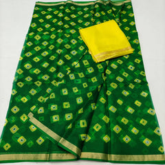 Wholesale Quantity Pure Silk Kota Doria Hand Bandhej Saree - Red Color