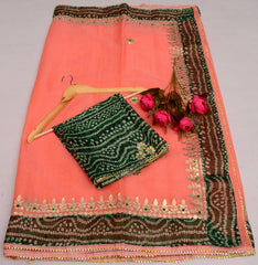 Wholesale Quantity Kota Doria Gotta Patti Work Saree with Bandhej Border for Festive Wear