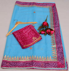 Wholesale Quantity Kota Doria Gotta Patti Work Saree with Bandhej Border for Festive Wear
