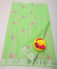 Wholesale Quantity Kota Doria Traditional Embroidery Sarees  - Pink Color