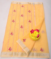 Wholesale Quantity Kota Doria Traditional Embroidery Sarees  - Pink Color