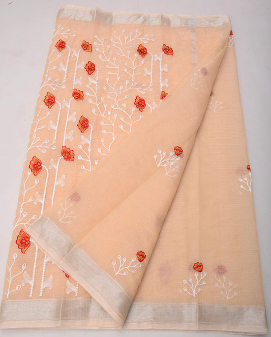 Wholesale Quantity Elegant Embroidered Kota Doria Saree - Pink Colour