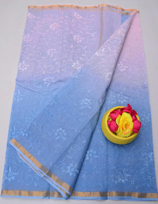 Wholesale Price Pure Cotton Kota Saree with All Over Embroidery