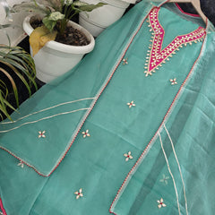 Wholesale Price Rajasthani Suit – Kota Doria Kiccha Gota Patti Work Set Order Sample