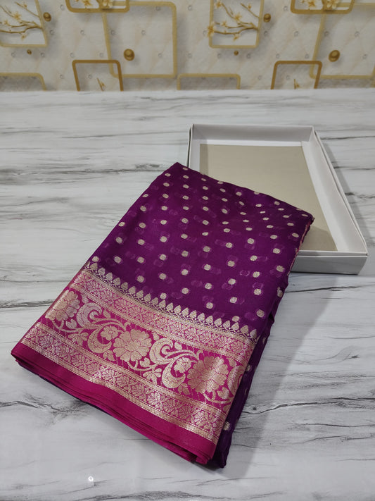 Bulk Quantity Banarasi Semi Chiffon Georgette Silk Saree