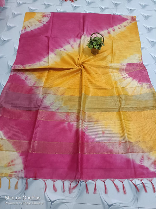 Wholesale Quantity Premium Semi Tussar Silk Shibori Dye Saree