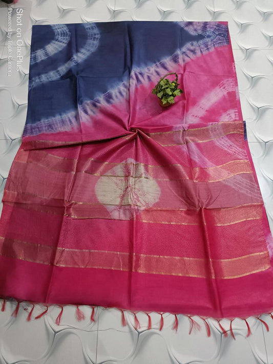 Wholesale Quantity Premium Semi Tussar Silk Shibori Dye Saree