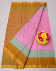 Wholesale Quantity All Over Embroidery Kota Doria Pure Cotton Saree - Red & Yellow Color
