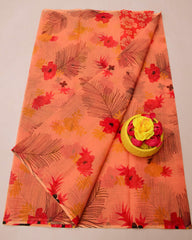 Wholesale Quantity Kota Doria Pure Cotton Floral Printed Saree - Peachy Pink Color