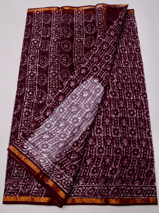 Bulk Price Kota Doria Pure Cotton Wax Batik Printed Saree Order Sample