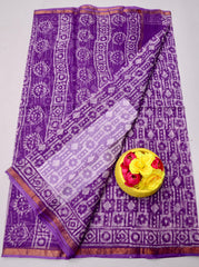 Bulk Price Kota Doria Pure Cotton Wax Batik Printed Saree Order Sample