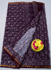 Wholesale Quantity Pure Cotton Kota Doria Wax Batik Printed Saree  - Purple Color