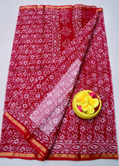 Wholesale Quantity Pure Cotton Kota Doria Wax Batik Printed Saree  - Purple Color