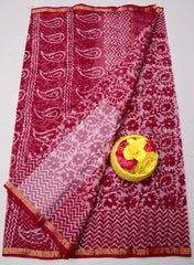 Bulk Price Wax Batik Printed Kota Doria Pure Cotton Saree Order Sample