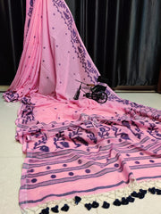 Wholesale Price Cotton MulMul Jamdani Saree with Running Blouse